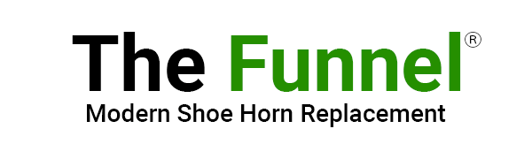 The Funnel, Modern Shoe Horn Replacement Logo; Replace your long handled shoe horn